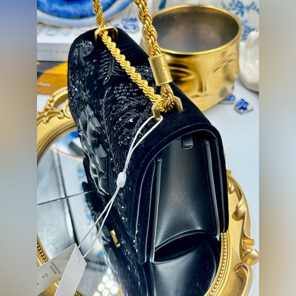 🆕 TORY BURCH 🧿 NWT Eleanor Embroidered Velvet Convertible Shoulder Bag - AUTH - Picture 7 of 16